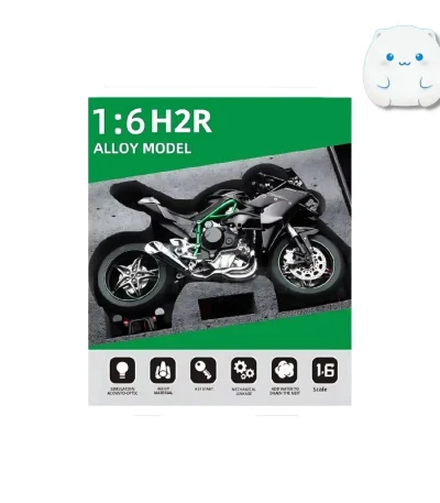 ماکت موتور سیکلت فلزی کاوازاکی نینجا H2R مشکی مقیاس ۱:۶ با قابلیت تولید بخار و صدا
