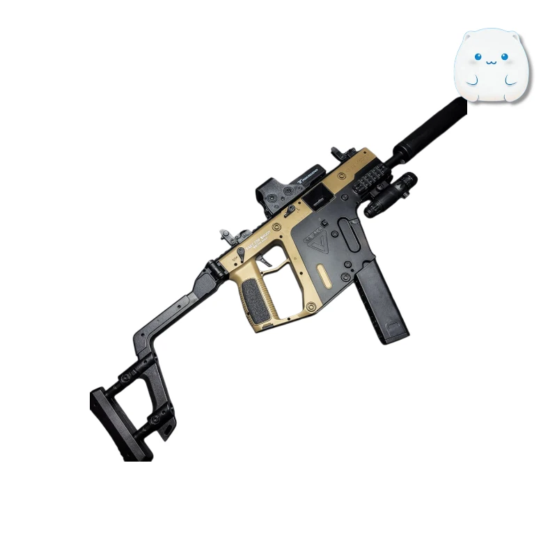 Photoroom-20260128_141620_5 اسلحه Kriss Vector رنگ طلایی و مشکی با صداخفهکن و دوربین تهاجمی