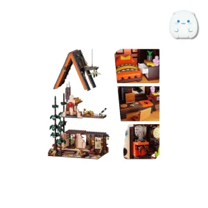 لگو کلبه مثلثی جنگلی مدل Forest Triangle Chalet با نورپردازی LED و جزئیات طبیعت