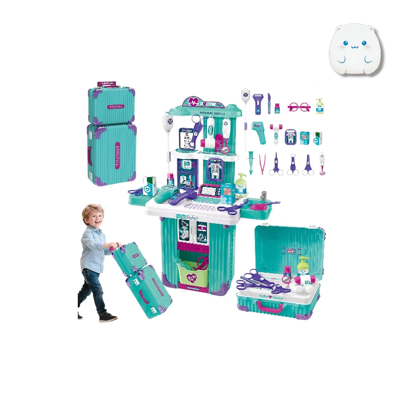 3-in-1-kids-doctor-playset-with-medical-trolley-foldable-suitcase-and-role-play-tools-portable-pretend-medical-kit-with-lights~0748887909091_01c_MP-Photoroom ست اسباب بازی پزشکی 3 در 1 مدل ترالی چرخدار با ابزارهای معاینه و مانیتور پزشکی
