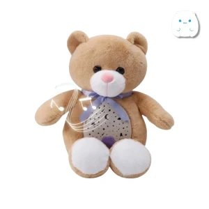 خرس پولیشی قهوهای روشن مدل Slumber Buddies با شکم پروژکتوری برای نمایش ماه و ستاره روی سقف