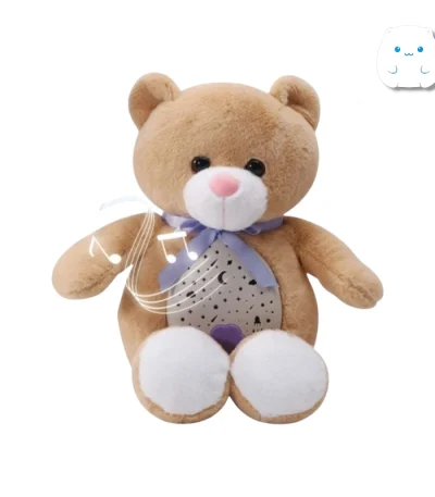 خرس پولیشی قهوهای روشن مدل Slumber Buddies با شکم پروژکتوری برای نمایش ماه و ستاره روی سقف