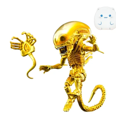 فیگور کلکسیونی طلایی شخصیت Alien زنومورف برند Herocross با بدنه متالیک و جعبه اصلی