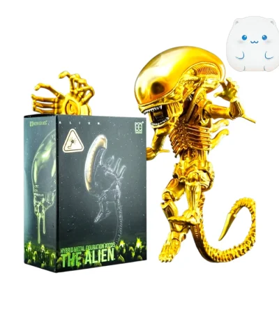فیگور کلکسیونی طلایی شخصیت Alien زنومورف برند Herocross با بدنه متالیک و جعبه اصلی